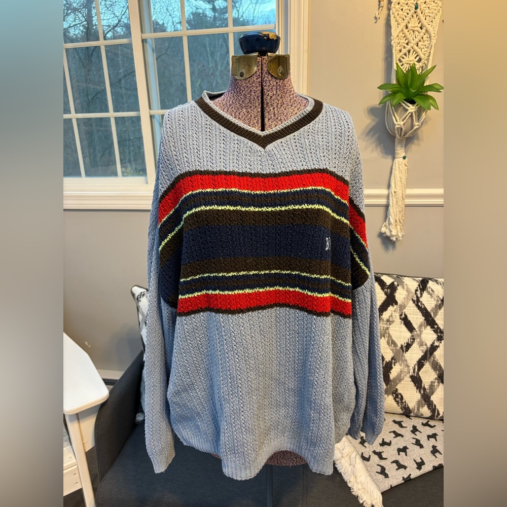 BDG Urban Outfitters Striped Sweater M Oversized Varsity Cozy Normcore Blue